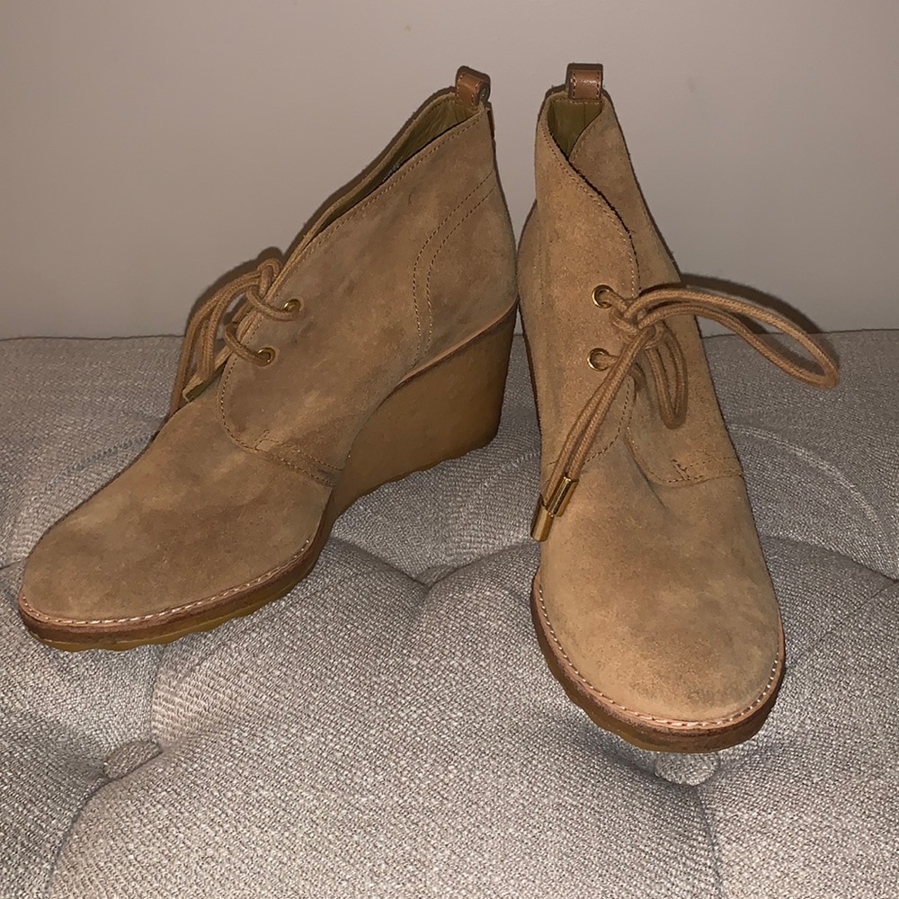 Tory Burch Suede Wedge Bootie Tan Size 8